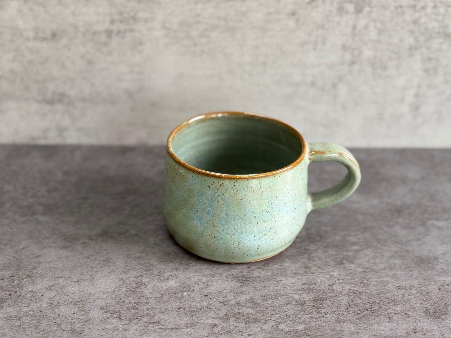 Large speckled soft blue mug