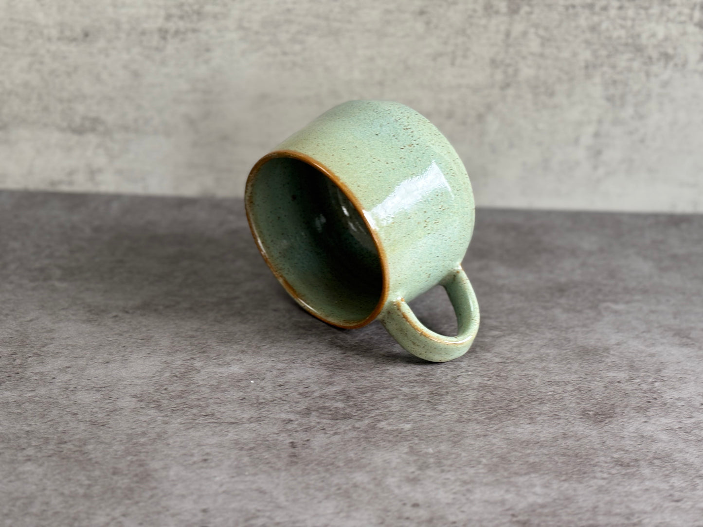 Large speckled soft blue mug