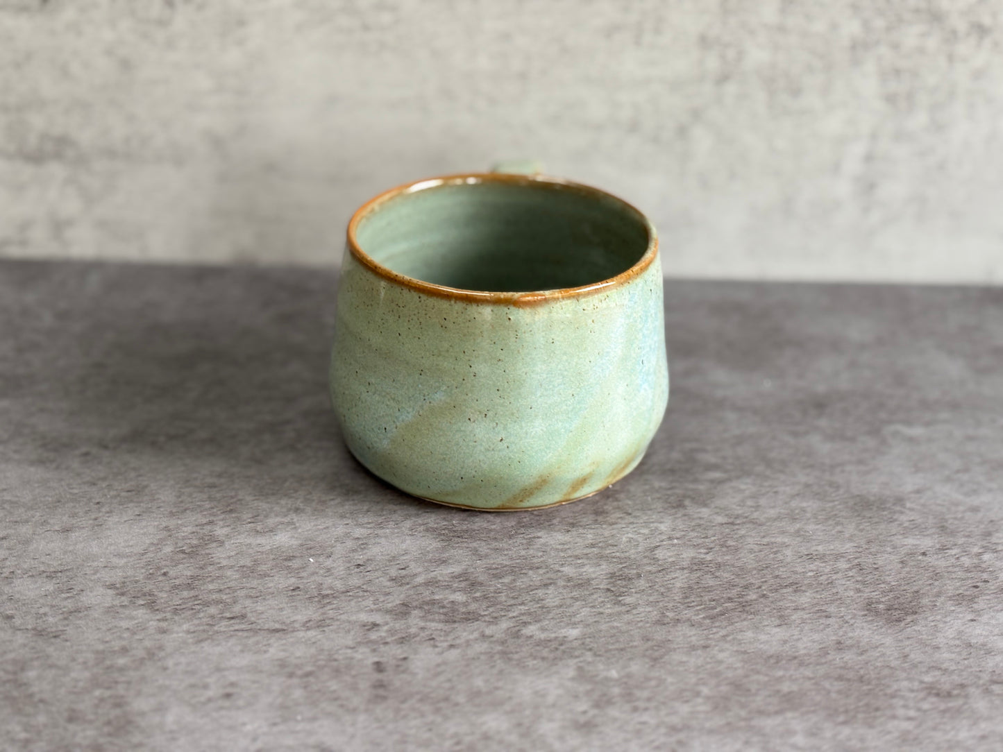 Large speckled soft blue mug