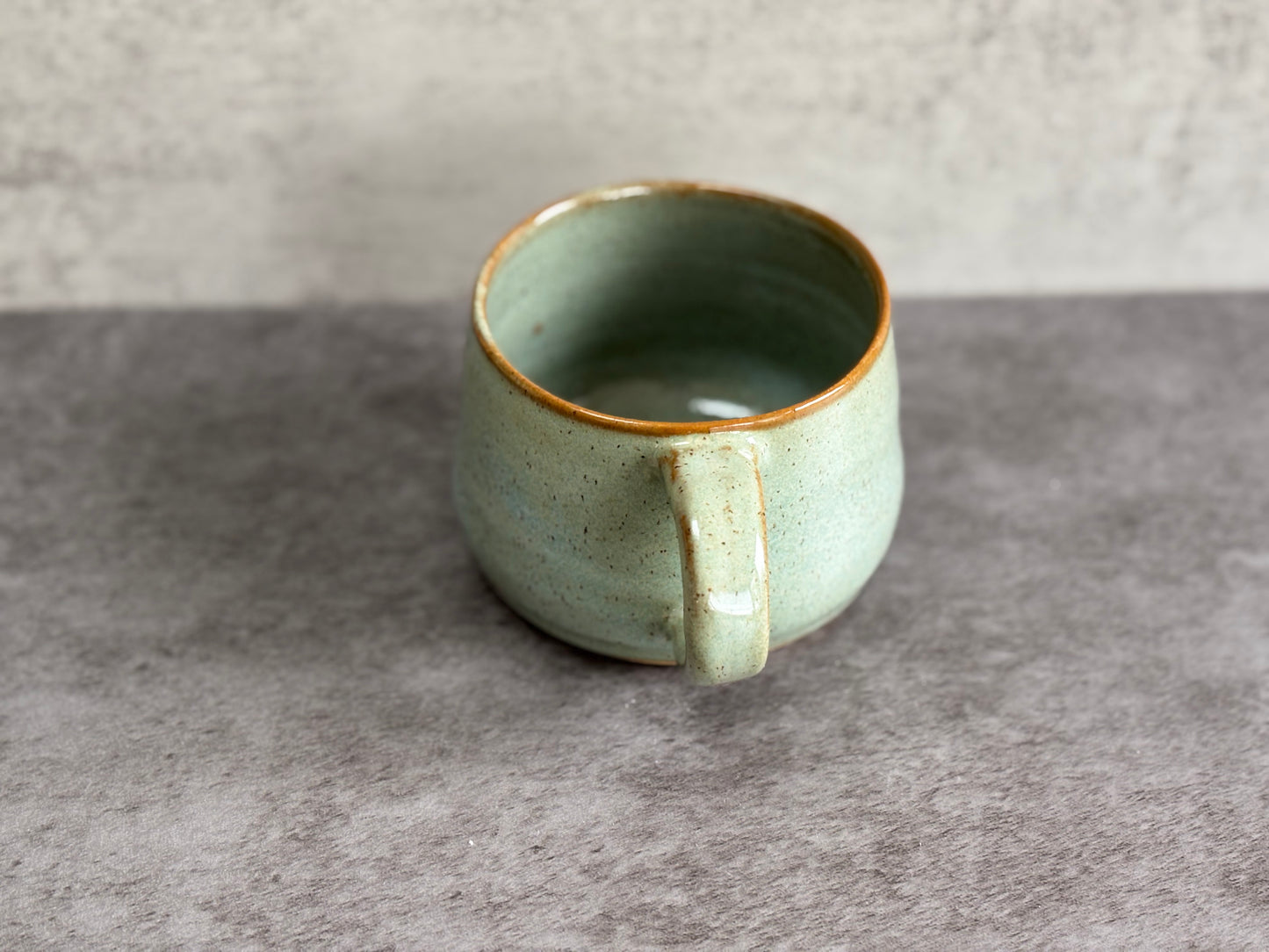 Large speckled soft blue mug